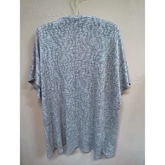 Mododoc Women's Size Medium Gray V-Neck Short Sleeve Oversized Open Knit Top - Picture 2 of 7